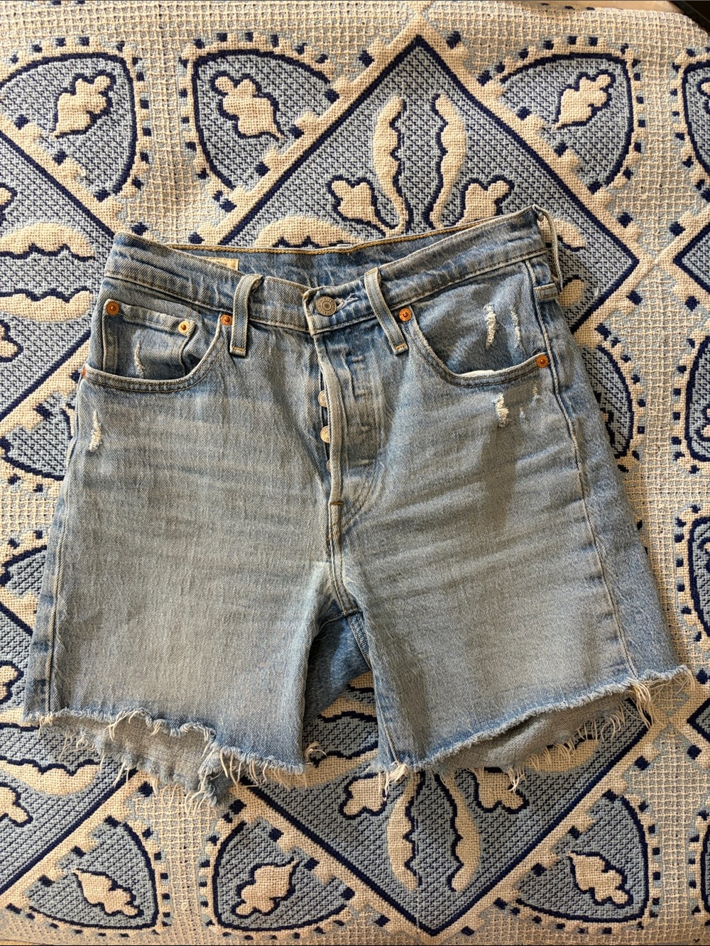 Levi's Light Blue Distressed Cutoff Denim Shorts